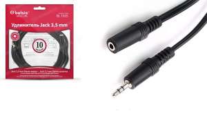 Изображение Belsis BL1035 Кабель Jack 3.5 mm вилка <--> Jack 3.5 розетка, удлинитель, стерео-аудио, 10 м.