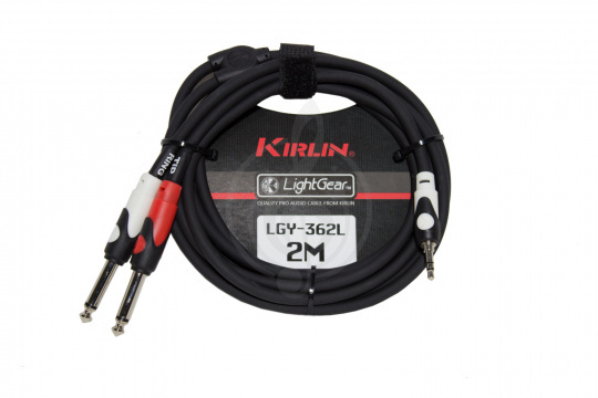 Изображение Kirlin LGY-362L 2M BK - кабель соединительный 3.5мм Jack m - 2x 1/4" Jack m, черный