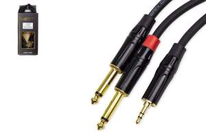 Изображение KUPFERN KFYC04 2M - Шнур аудио  mini Jack 1/8 стерео папа - 2хJack 1/4 mono папа